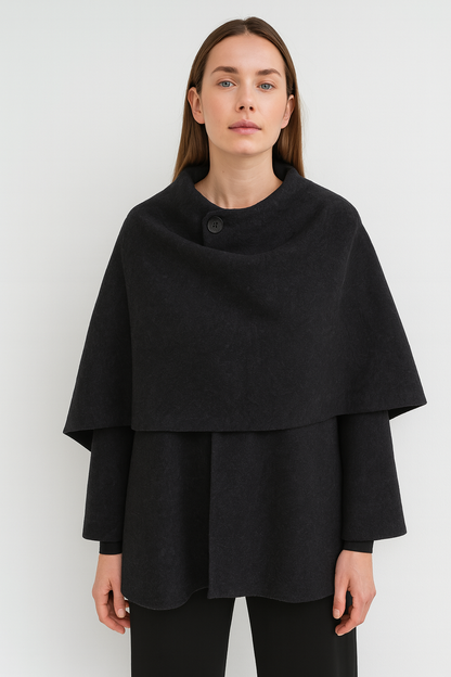 Asymmetrical Jacket with Short Scarf