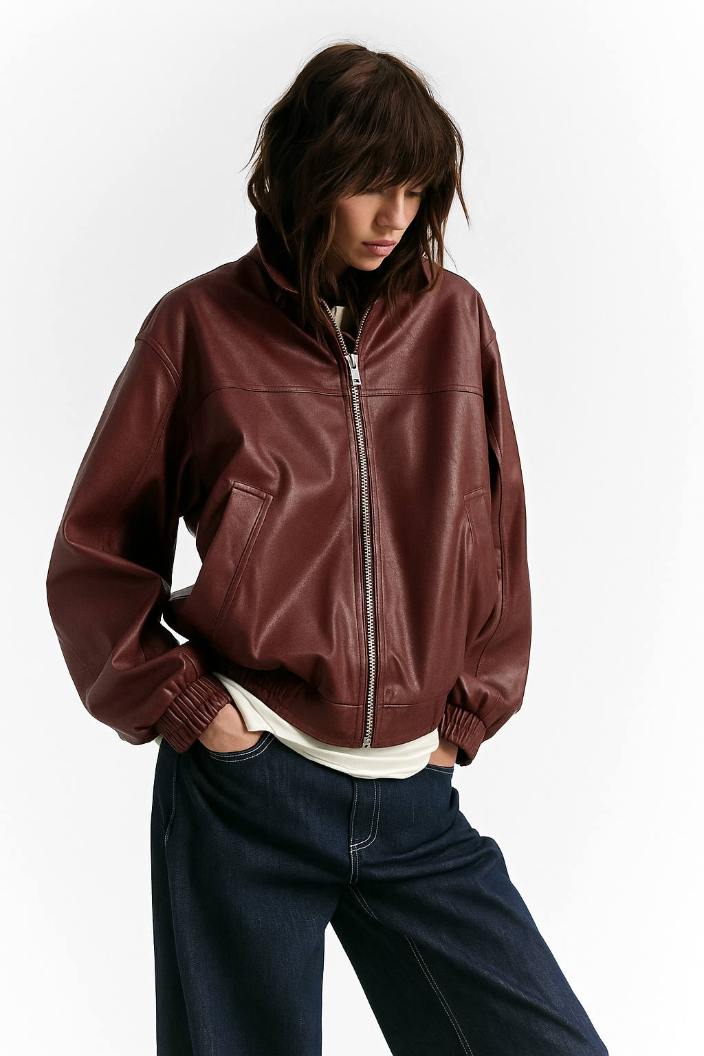 Jorja Leather Bomber Jacket