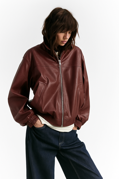 Jorja Leather Bomber Jacket
