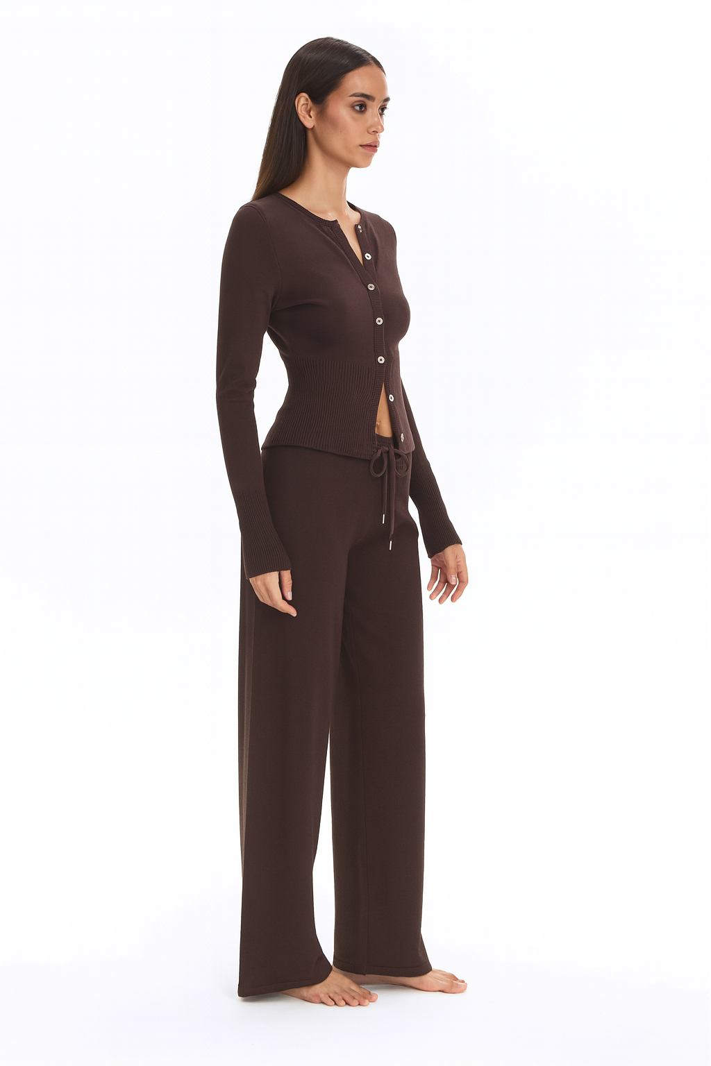 Reese Two-Piece Wide-Leg Set – Brown