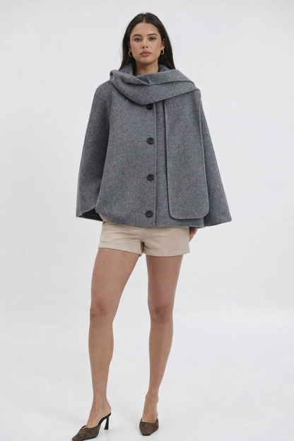 Coat with scarf pattern