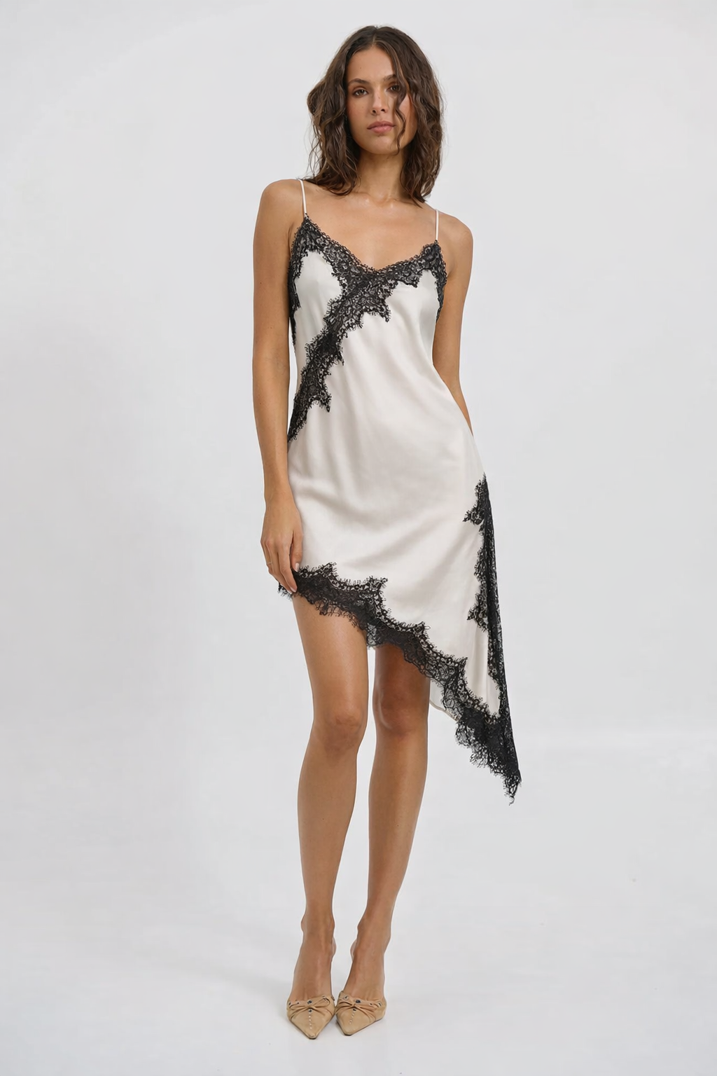 Asymmetric lace dress