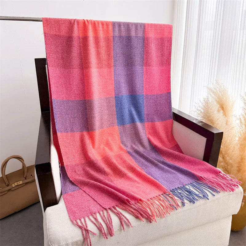 Color Block Scarf with Tassel Finish