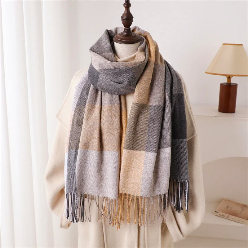 Color Block Scarf with Tassel Finish