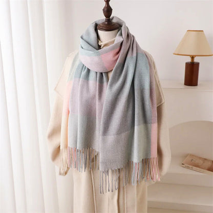 Color Block Scarf with Tassel Finish