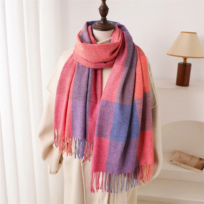 Color Block Scarf with Tassel Finish
