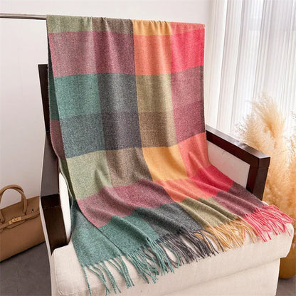 Color Block Scarf with Tassel Finish