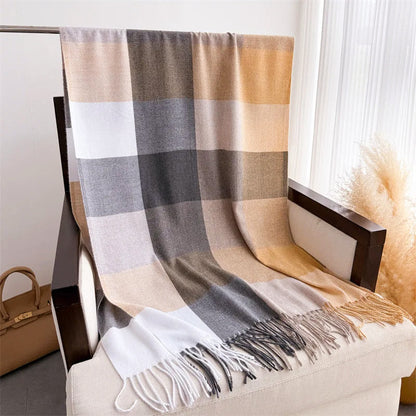 Color Block Scarf with Tassel Finish