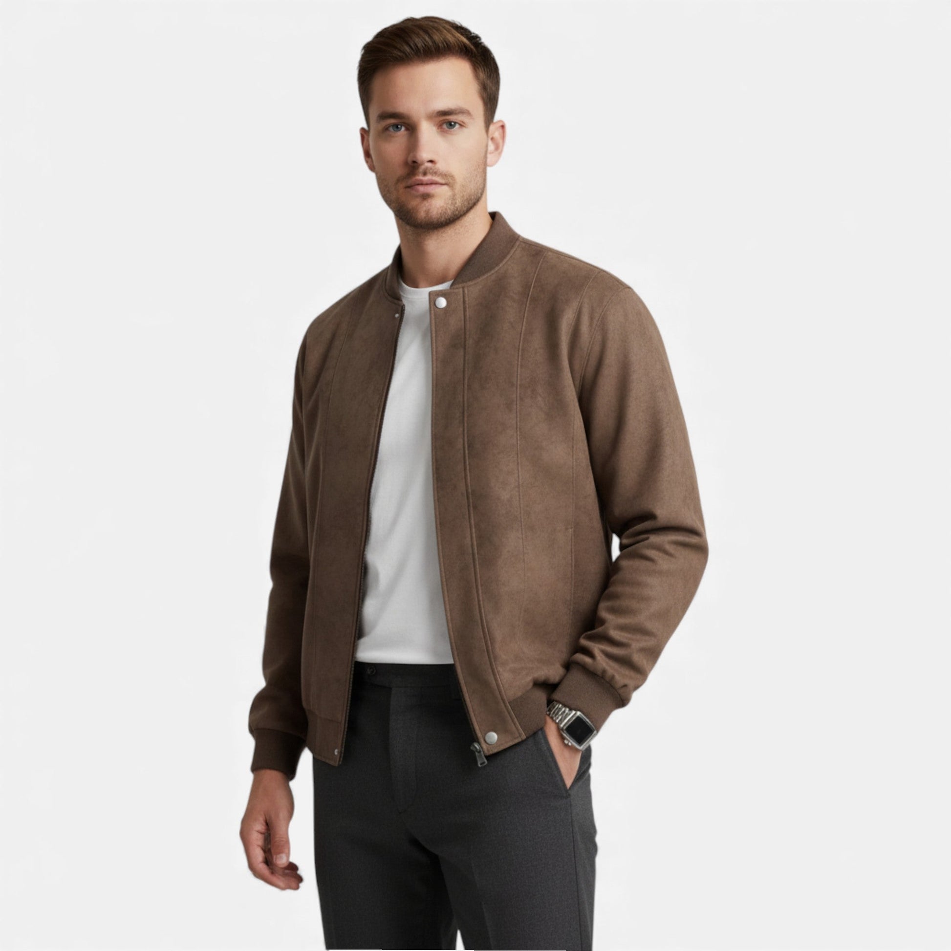 Maison Verdi| Men's Suede Bomber Jacket Style