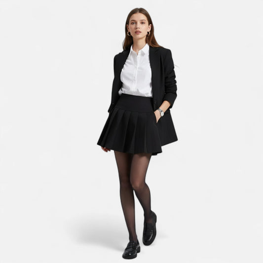 Maison Verdi | Elegant High Waist Pleated Women's Skirt