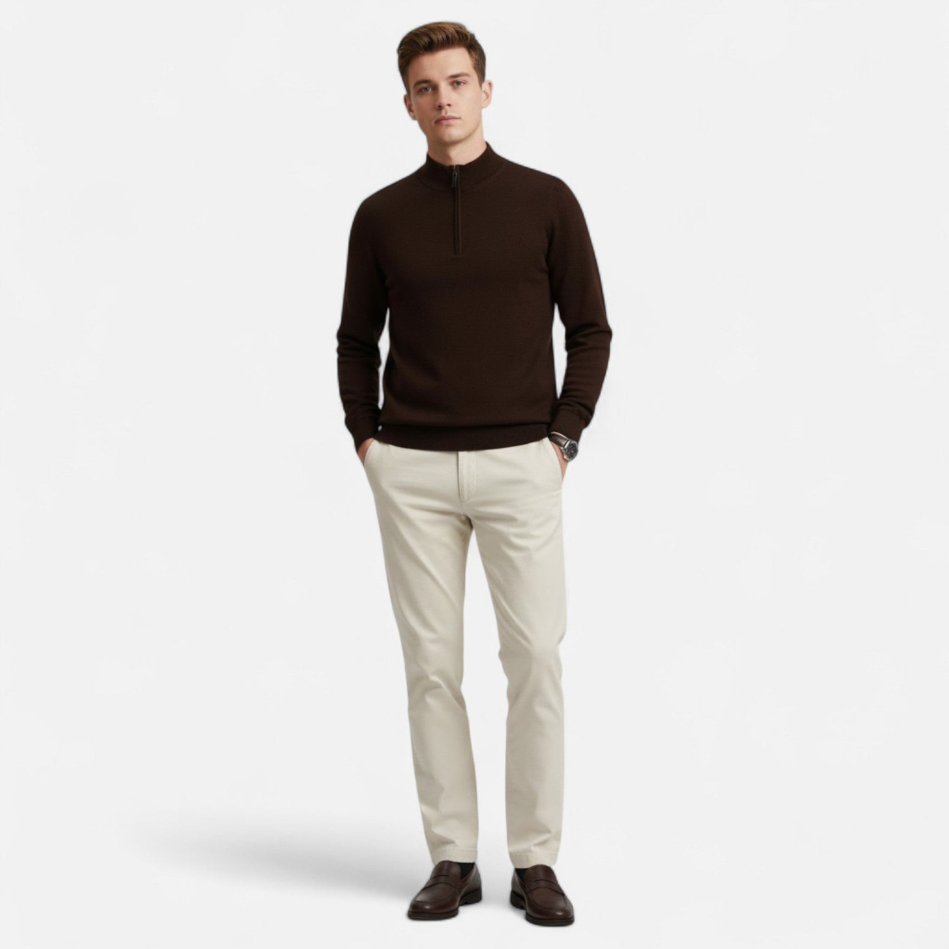 Maison Verdi | Men's Half-Zip Merino Wool Premium Sweater