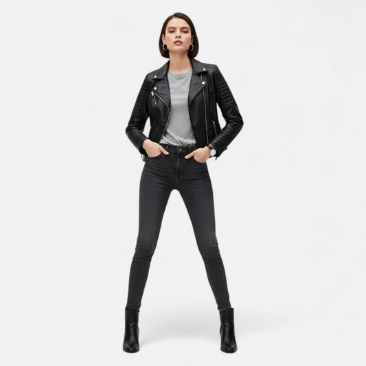 Ancient World | Timeless Women's Leather Biker Design Jacket