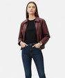 Vintage Bordeaux Leather Jacket for Women