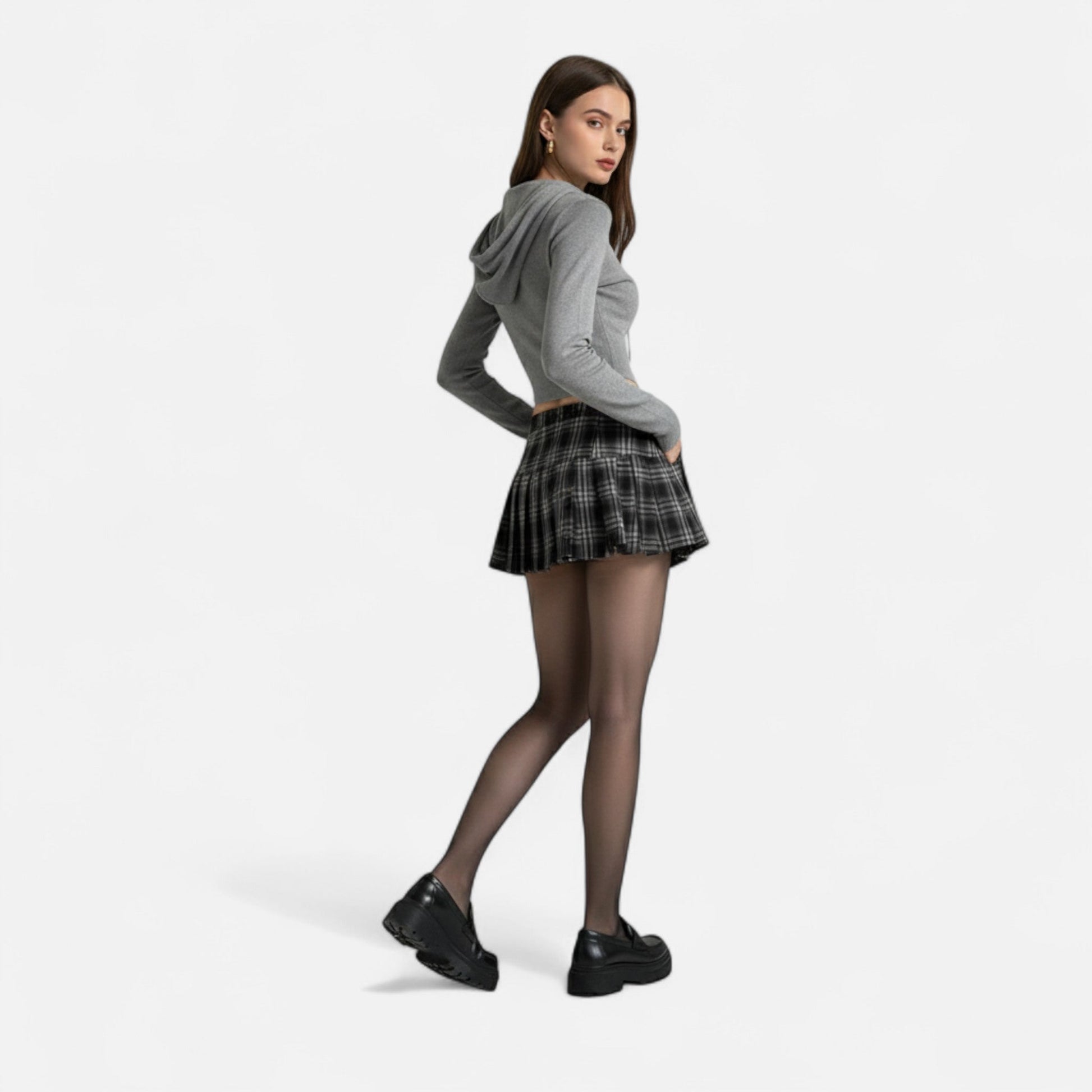 Maison Verdi | Women's Mini Pleated Plaid Skirt Vintage