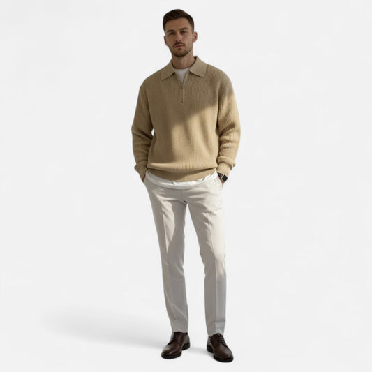 Maison Verdi | Men's Half-Zip Vintage Premium Knit Sweater