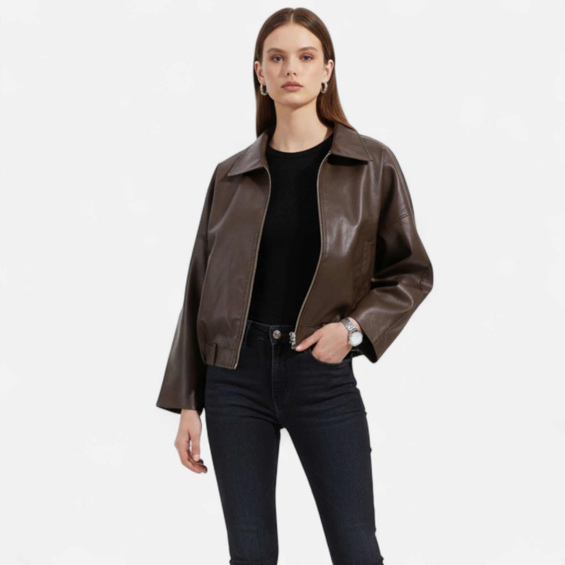 Belted Leather Jacket for Women