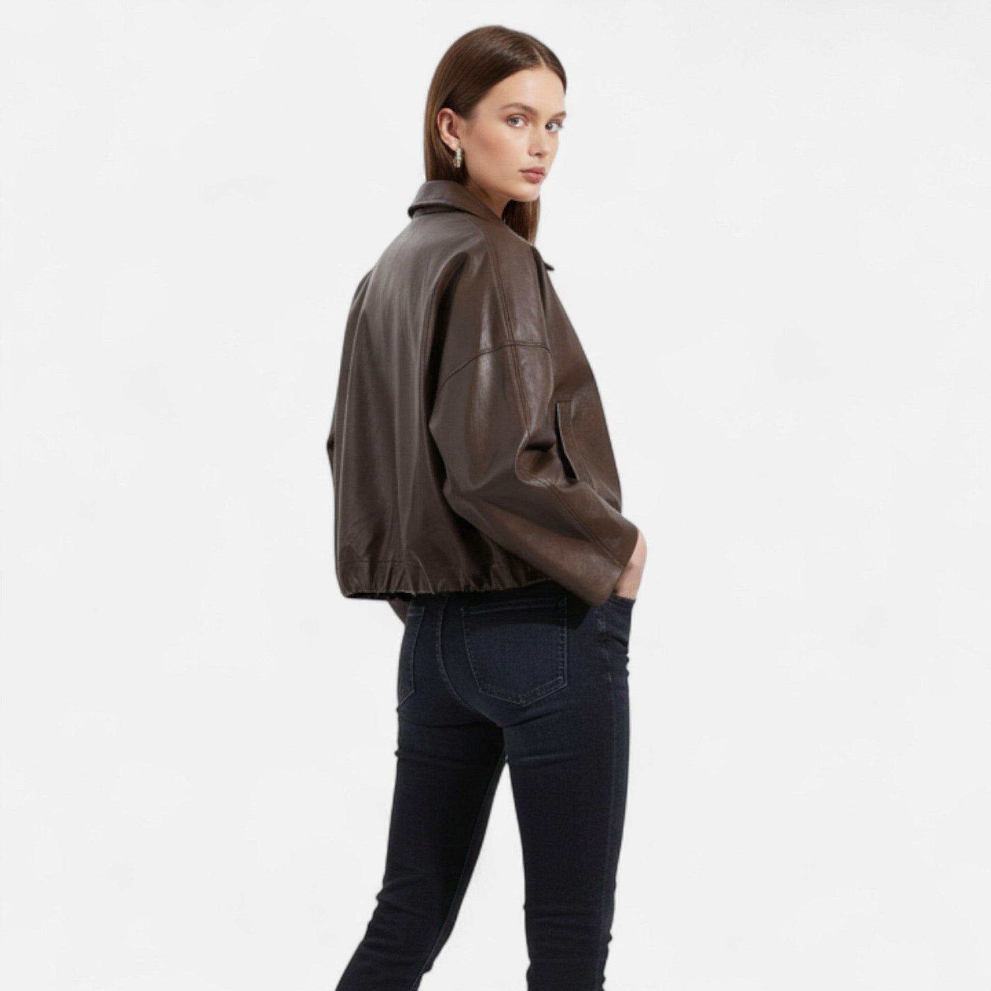 Belted Leather Jacket for Women