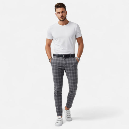 Maison Verdi | Men's Checked Chino Pants Premium Elegance