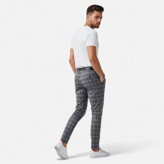 Maison Verdi | Men's Checked Chino Pants Premium Elegance