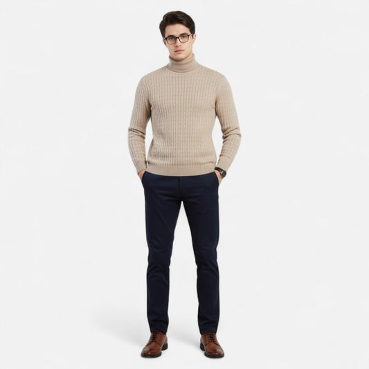 Maison Verdi | Men's Solid Knit Turtleneck Sweater