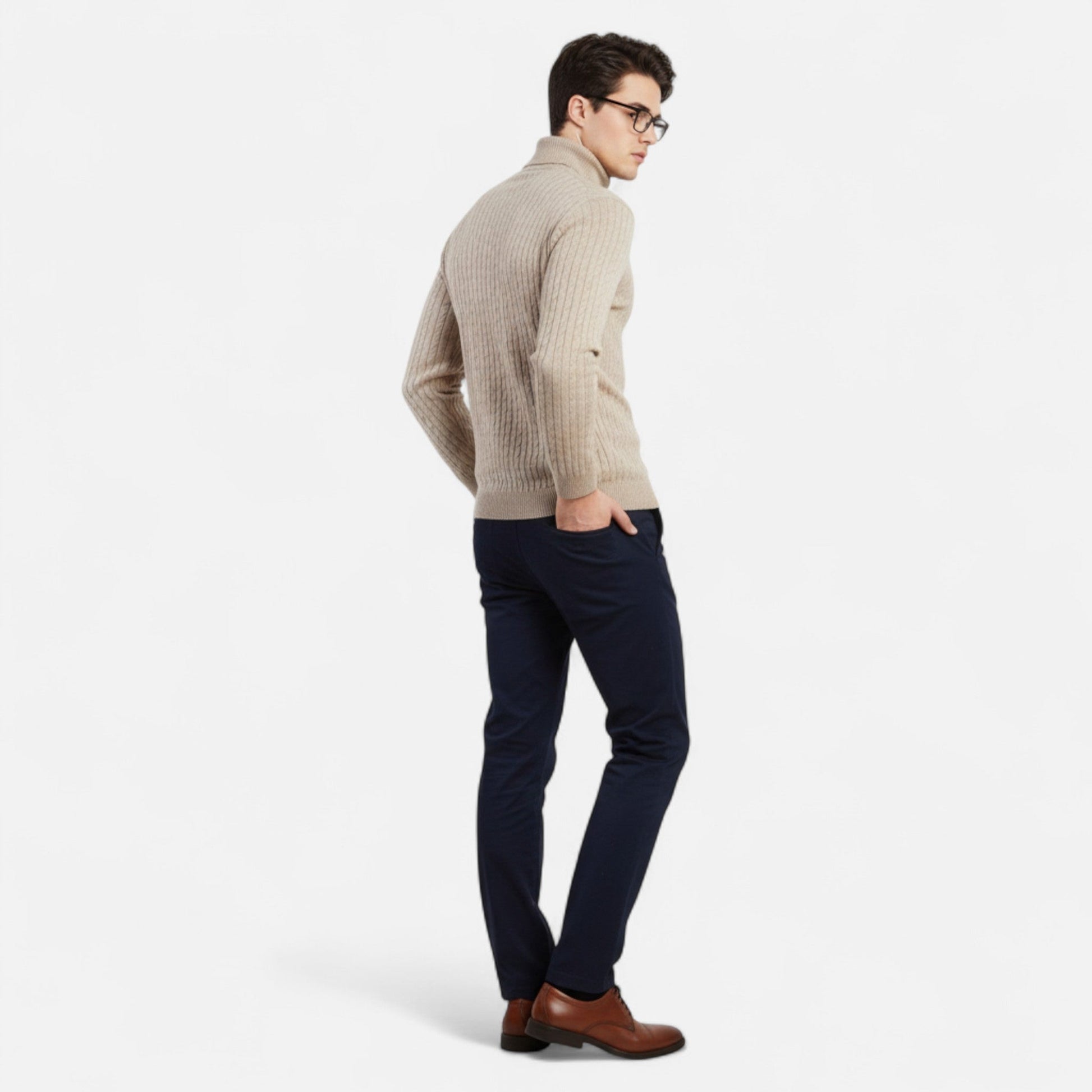 Maison Verdi | Men's Solid Knit Turtleneck Sweater