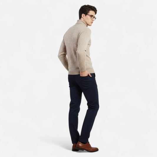 Maison Verdi | Men's Solid Knit Turtleneck Sweater