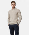 Maison Verdi| Cotton Zip-Up Sweater with Stand-Up Collar