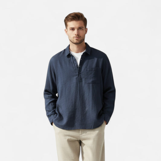 Maison Verdi | Men's Linen Shirt Square Collar