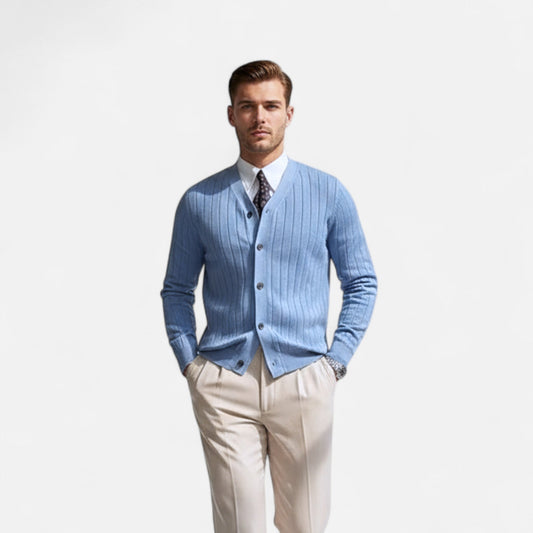 Maison Verdi| Men's V-Neck Elegant Knit Cardigan