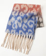 Leopard Pattern Long Scarf with Fringed Ends