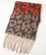 Leopard Pattern Long Scarf with Fringed Ends