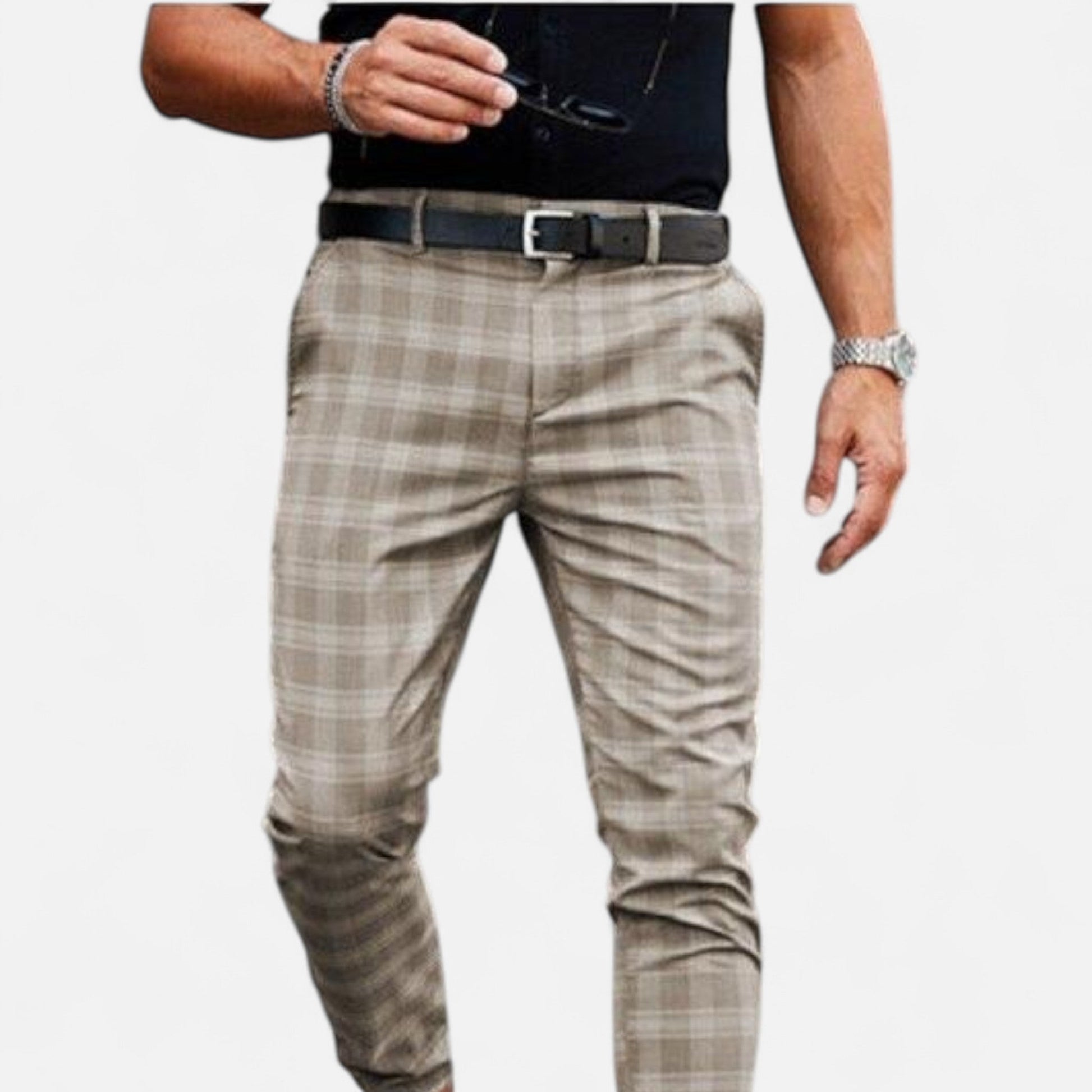 Maison Verdi | Men's Checked Chino Pants Premium Elegance