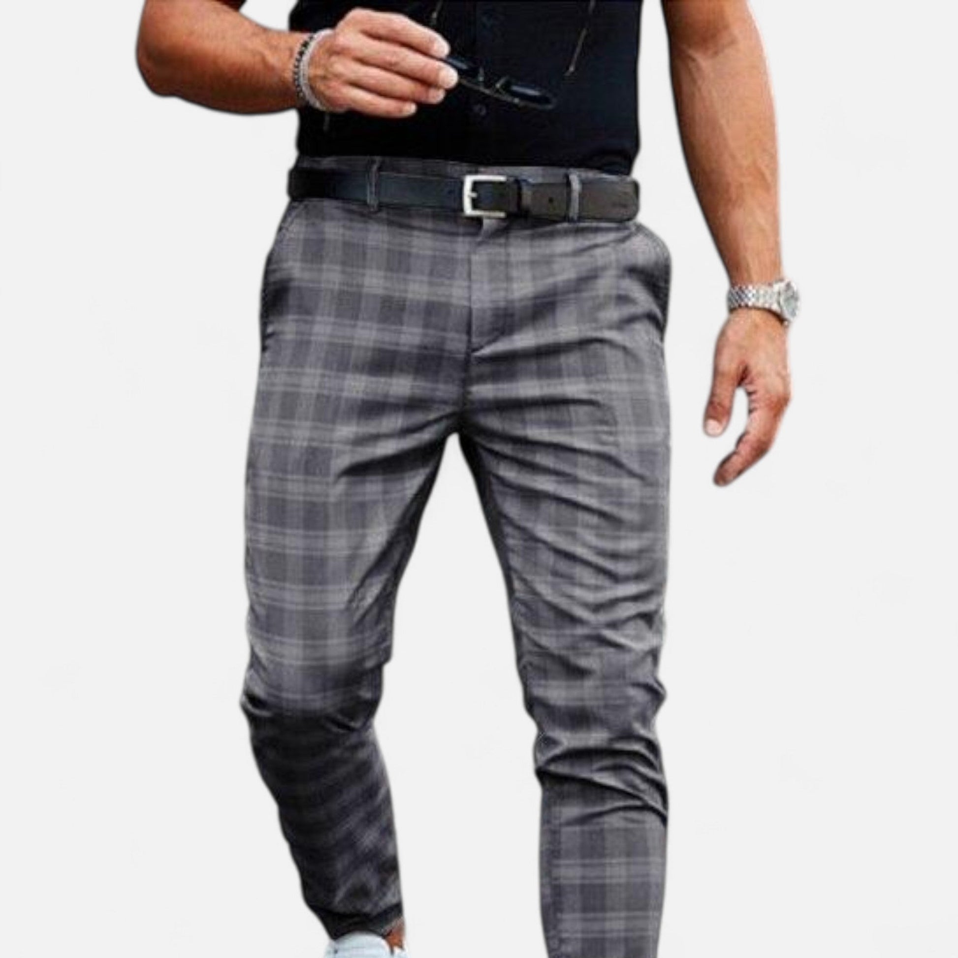 Maison Verdi | Men's Checked Chino Pants Premium Elegance