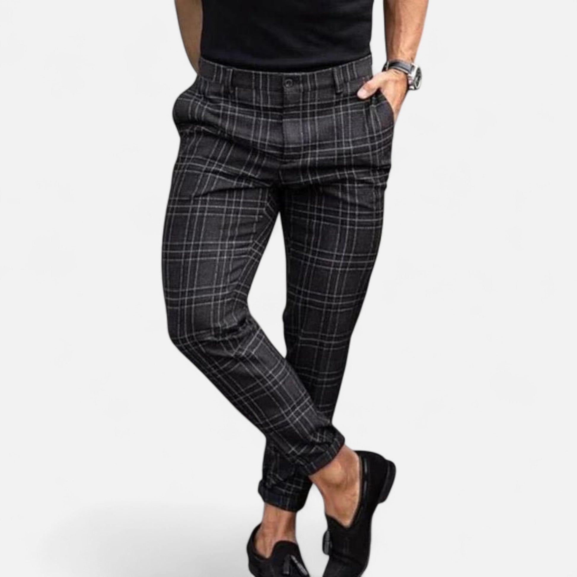 Maison Verdi | Men's Checked Chino Pants Premium Elegance