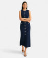 Ancient World | Long Knit Dress with Buttons for Women – Sleeveless Summer Elegance