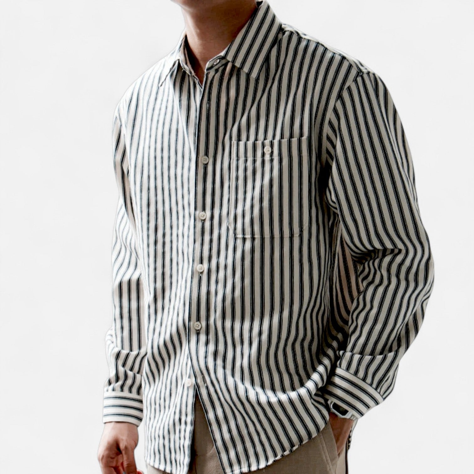 Maison Verdi | Men's Long Sleeve Striped Shirt