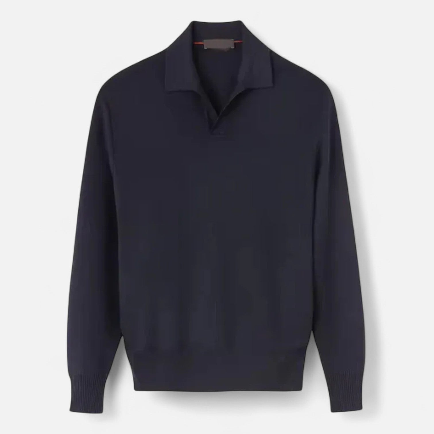 Maison Verdi | Men's Long Sleeve Polo – Classic Collar and Elegant Structured Knit