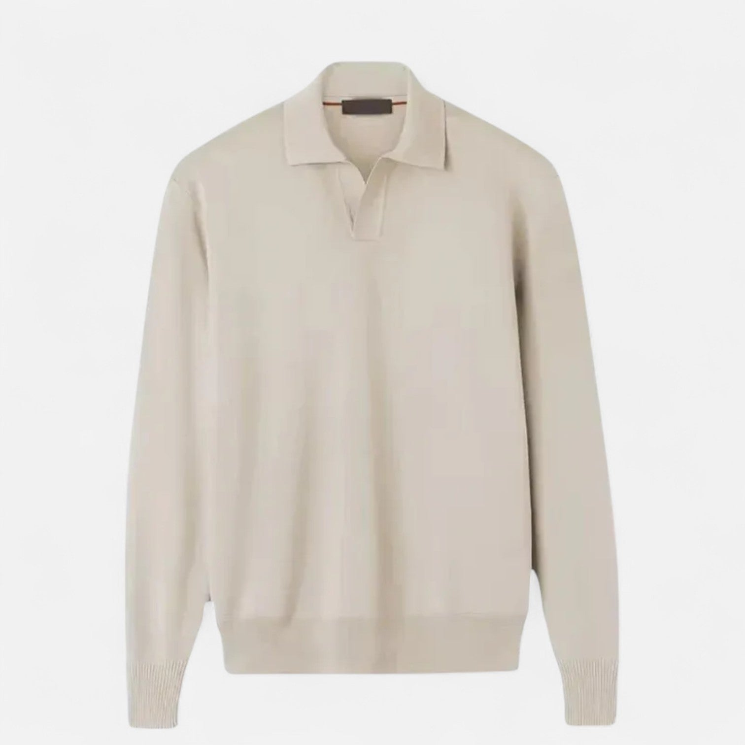 Maison Verdi | Men's Long Sleeve Polo – Classic Collar and Elegant Structured Knit