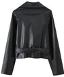 Leather jacket with short waist