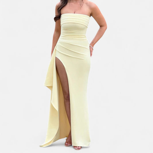 Maison Verdi| Strapless Dress with High Slit for Women