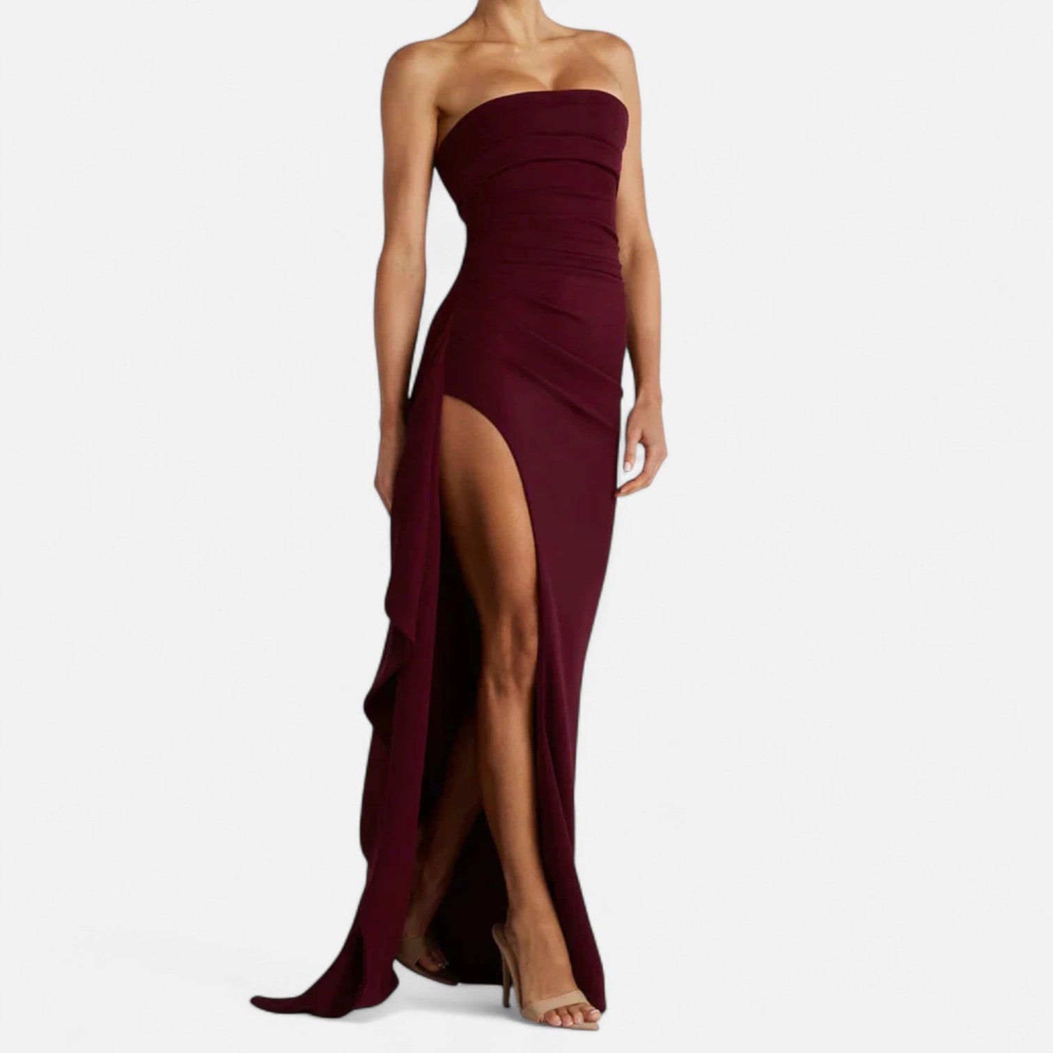 Maison Verdi| Strapless Dress with High Slit for Women