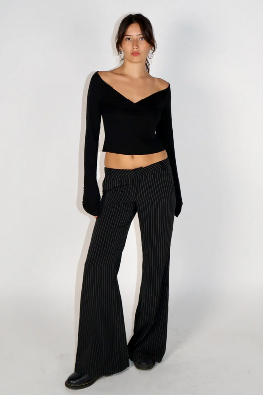 Noctéra Low-Rise Flare Trousers