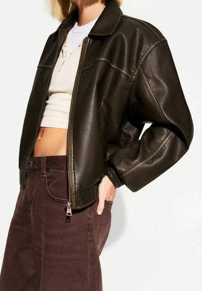 Jorja Leather Bomber Jacket
