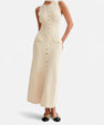 Ancient World | Long Knit Dress with Buttons for Women – Sleeveless Summer Elegance