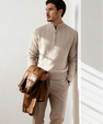 100% Cashmere Woven Half Zip