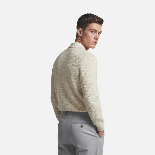 Maison Verdi | Long Sleeve Knit Polo Sweater