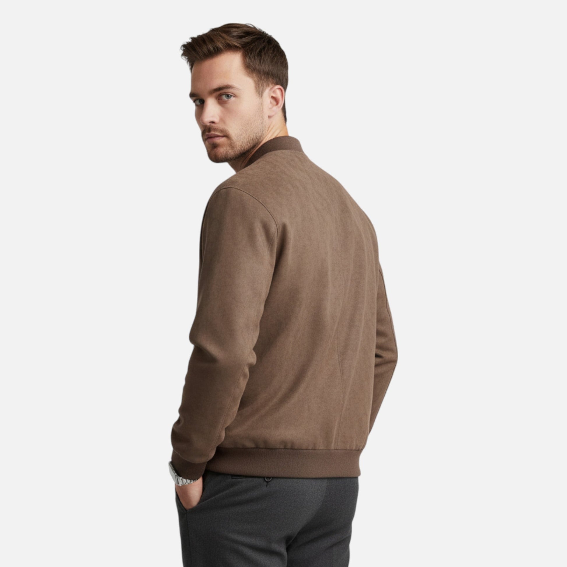 Maison Verdi| Men's Suede Bomber Jacket Style