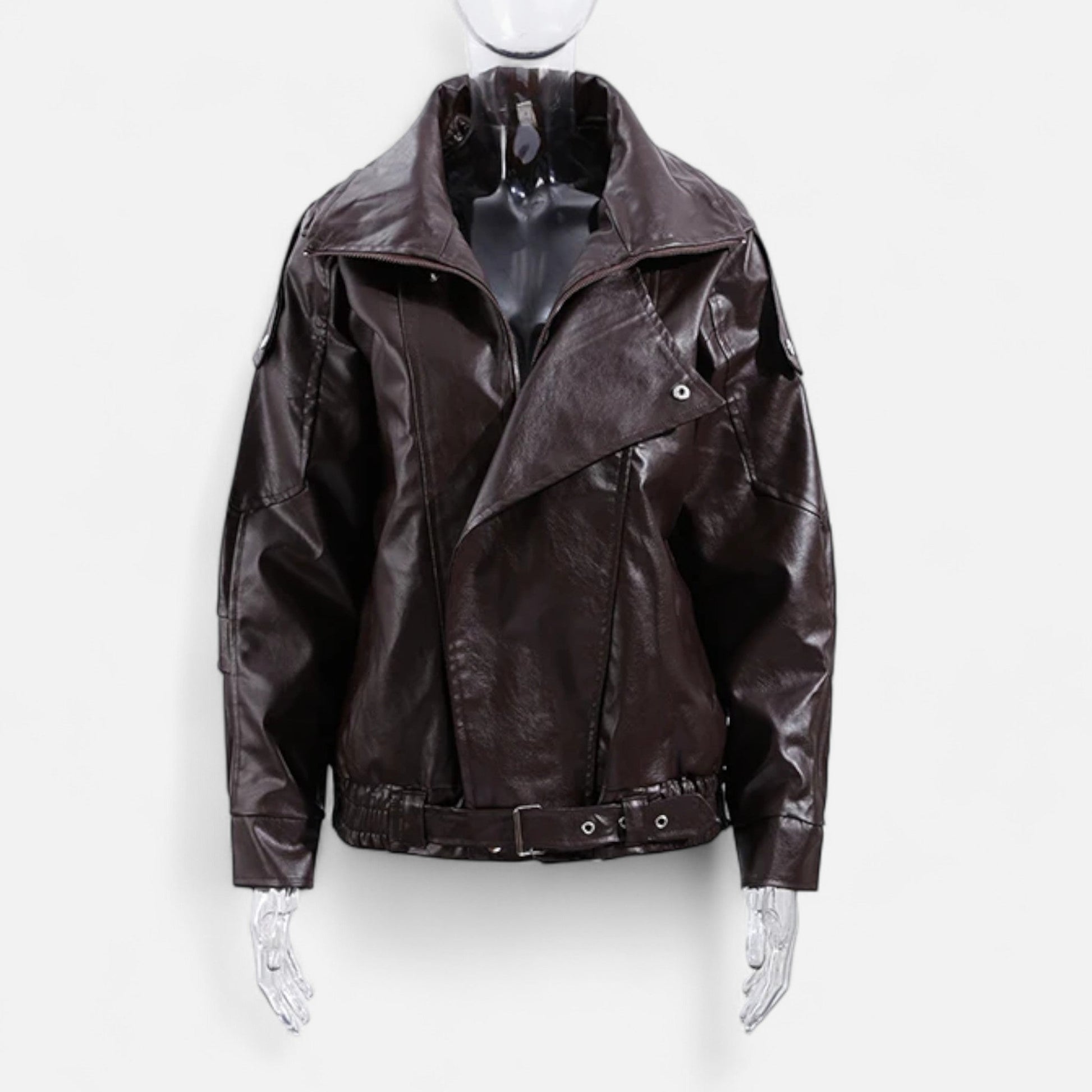 Belted Leather Jacket for Women
