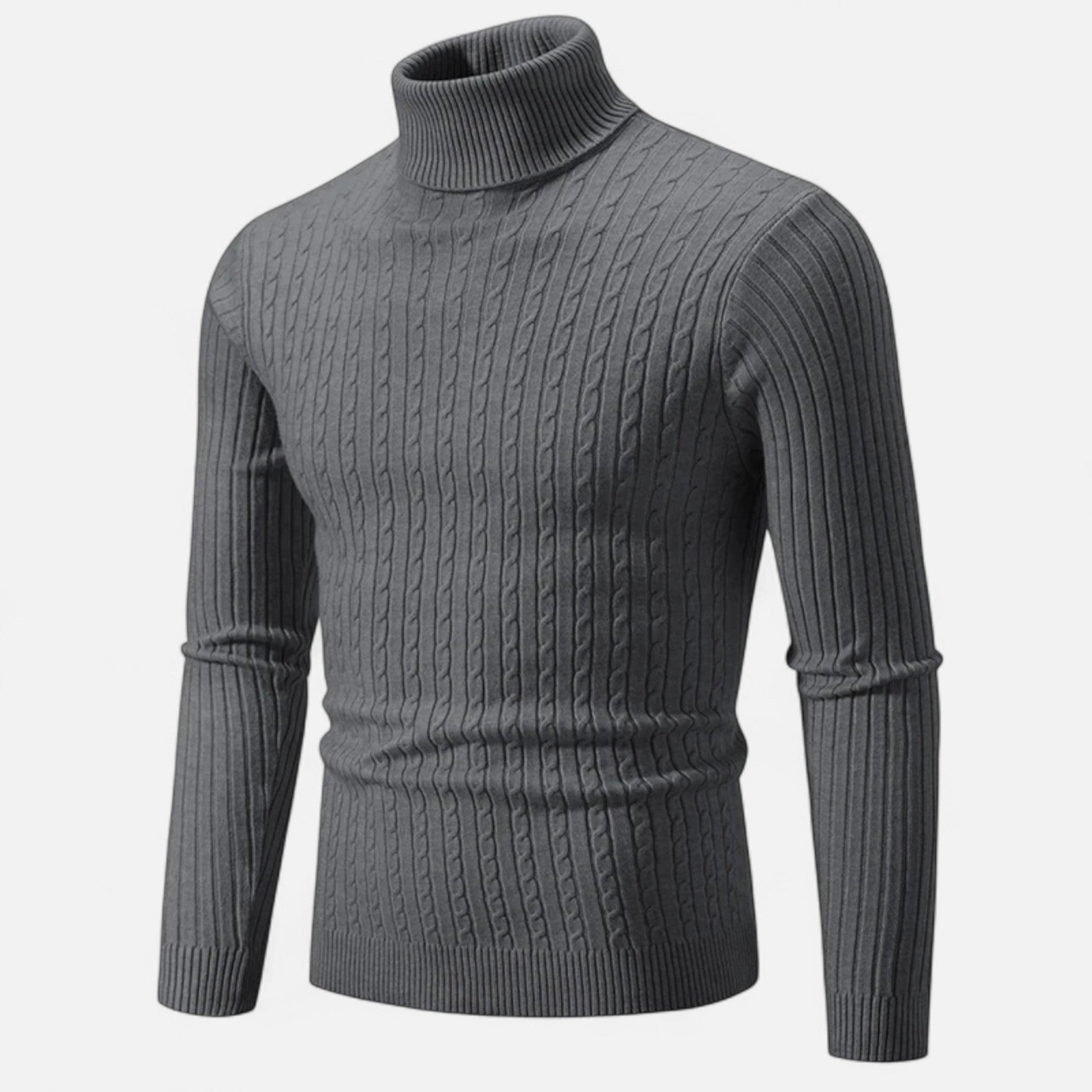 Maison Verdi | Men's Solid Knit Turtleneck Sweater