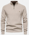 Maison Verdi| Cotton Zip-Up Sweater with Stand-Up Collar